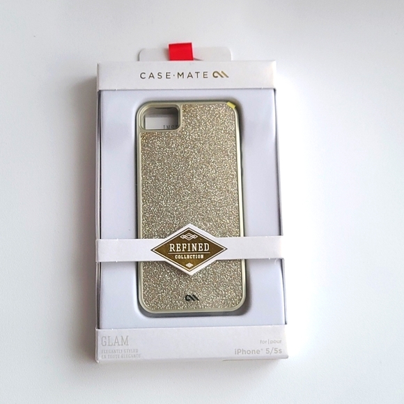 Case-mate iPhone 5/5S Case Glam Refined Collection Gold Glitter - Picture 1 of 5